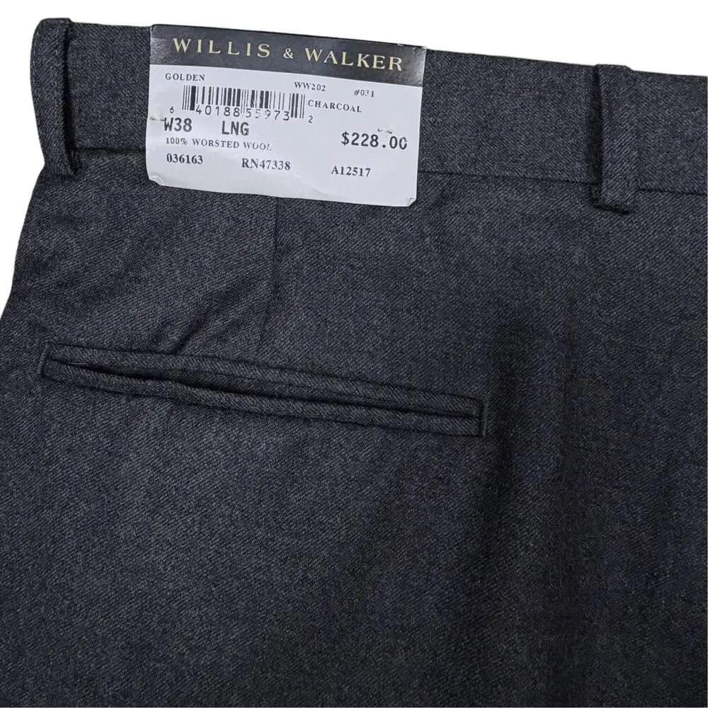 Willis & Walker Men's Pants 100% Worsted Wool 38 Long Big & Tall NWT Office Work